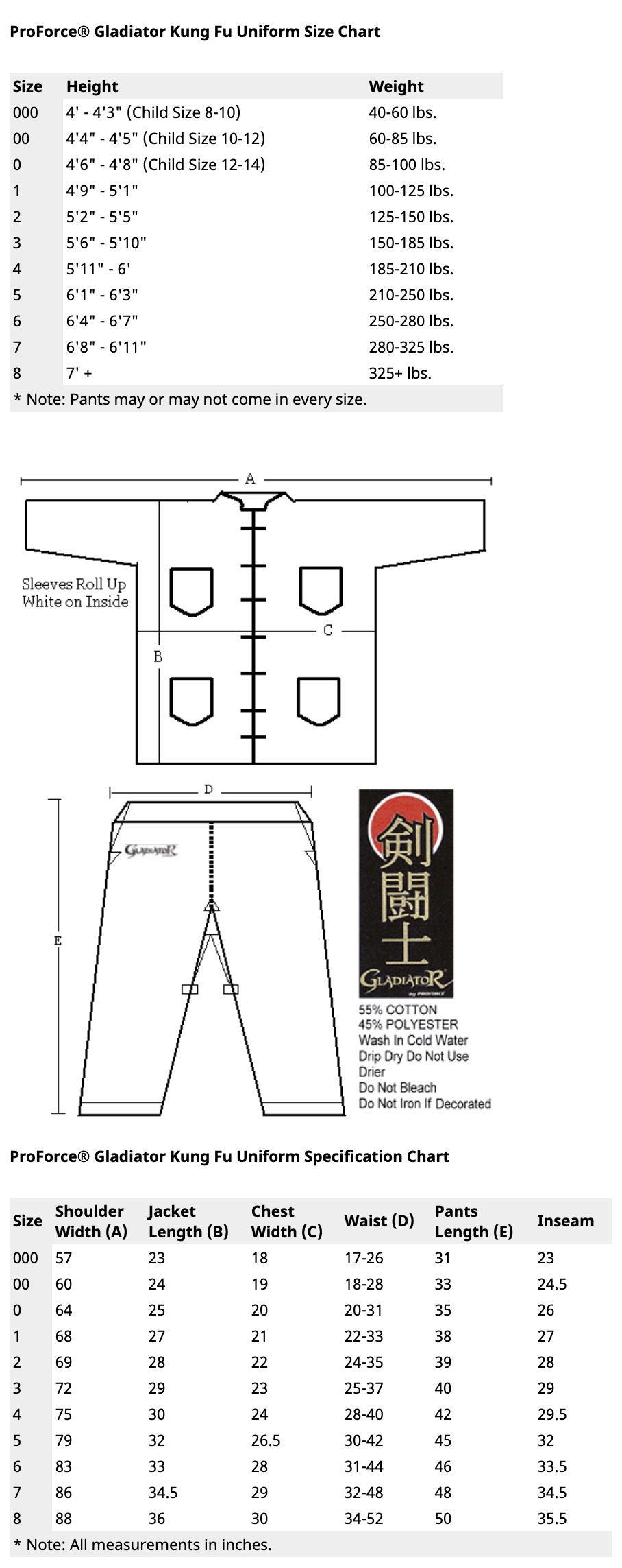 ProForce® Gladiator Kung Fu Uniform