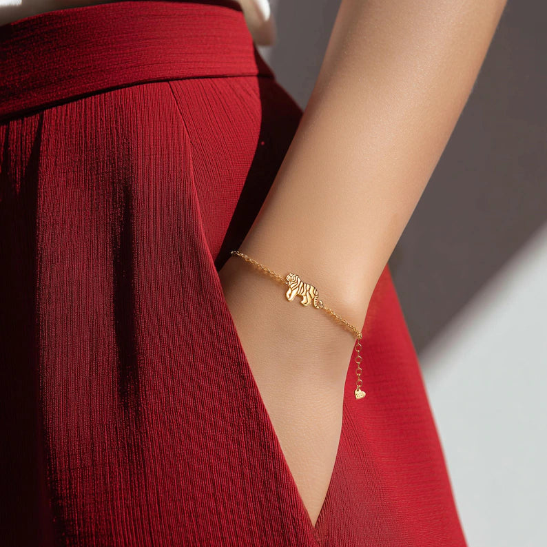 Charm: 24k Gold Filled Tiger Bracelet